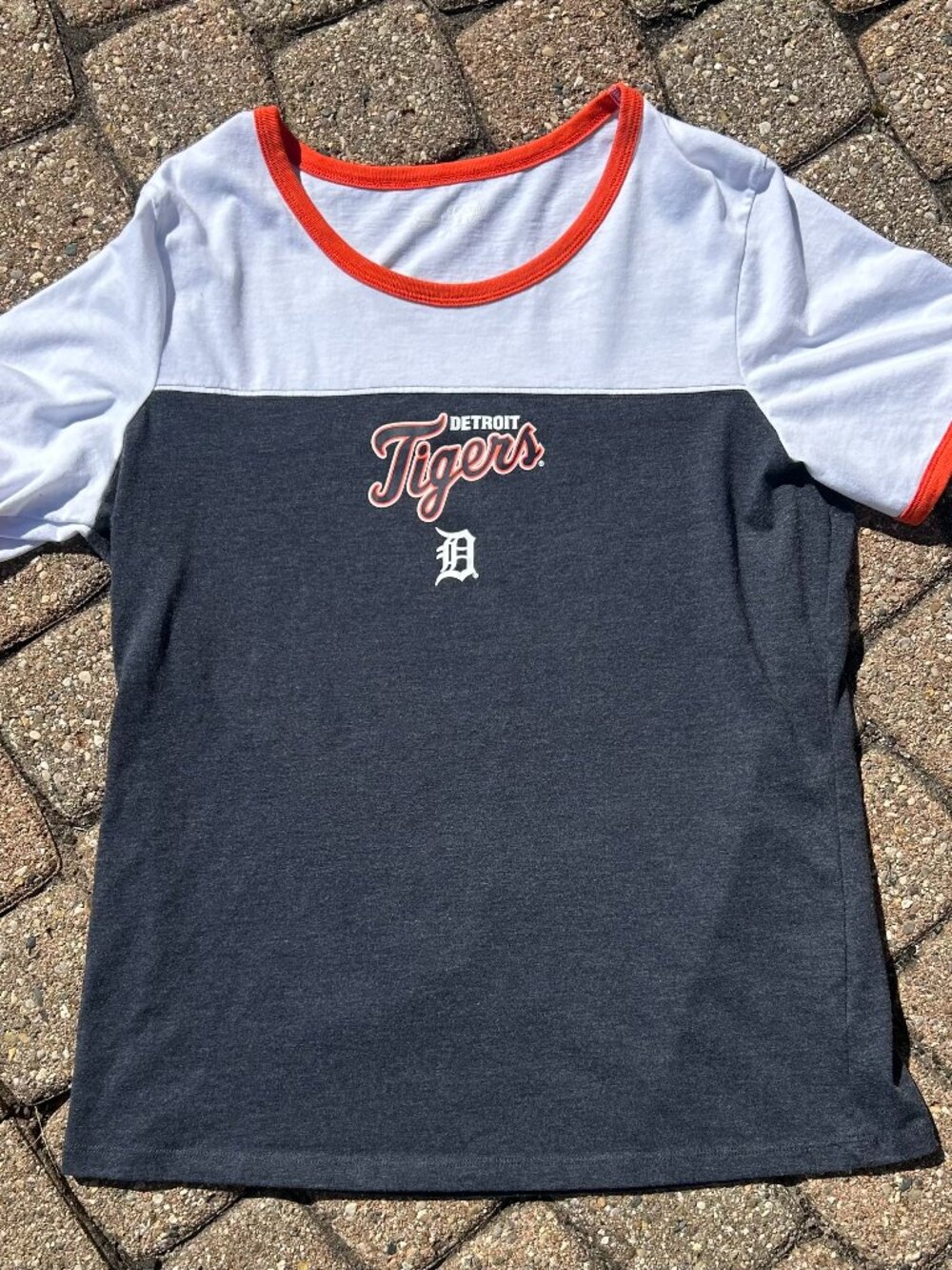 Detroit Tigers MLB Baseball Women's XL Ringer T-Shirt Campus Lifestyle